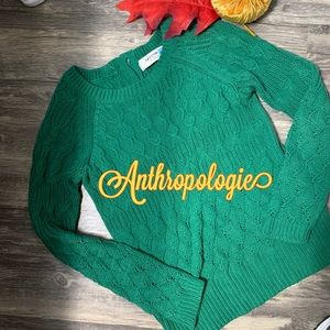 Anthropologie | Sparrow Green Cable Knit Sweater